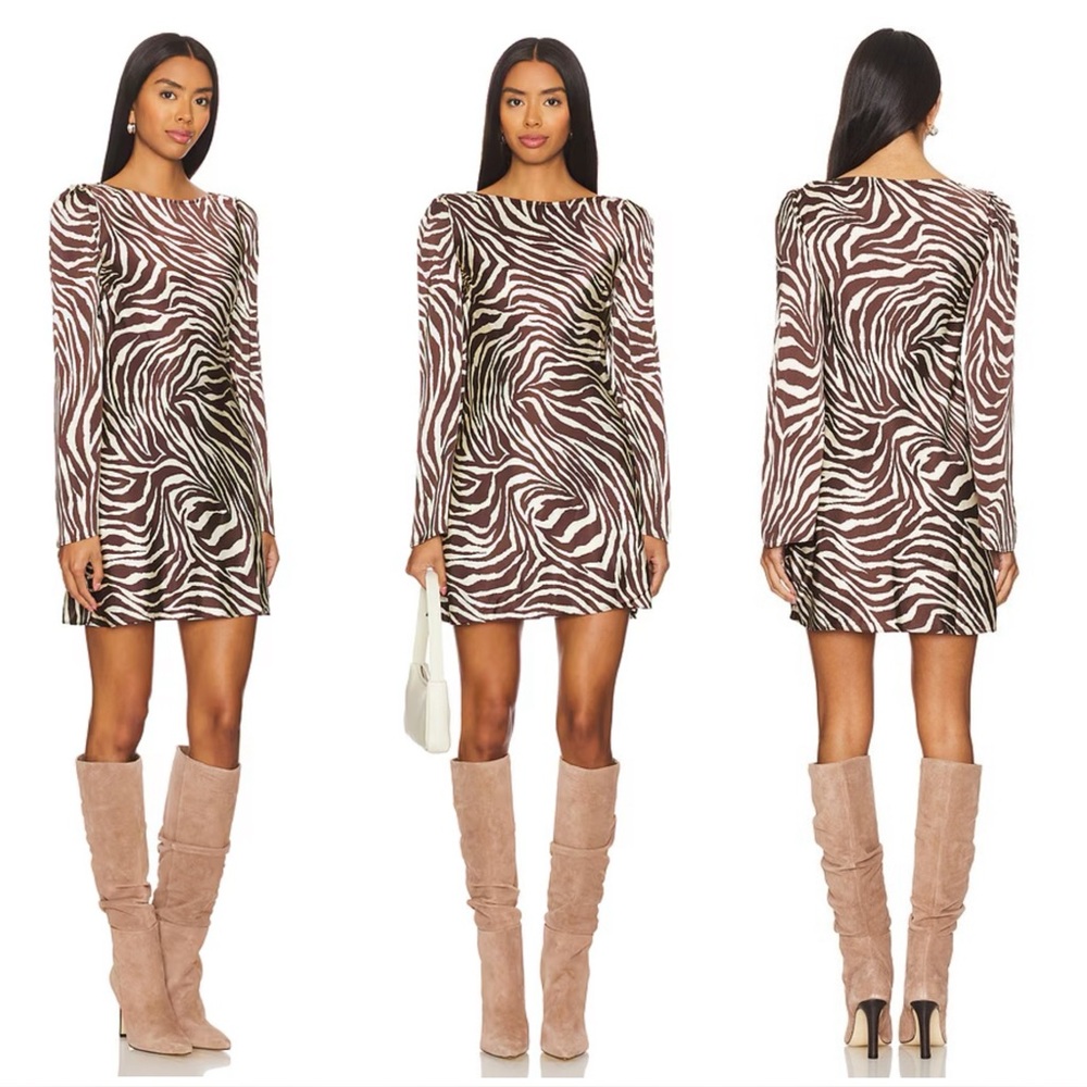 $228 STONE COLD FOX SILKY BAISER DRESS MEDIUM REVOLVE REALISATION PAR RAT & BOA